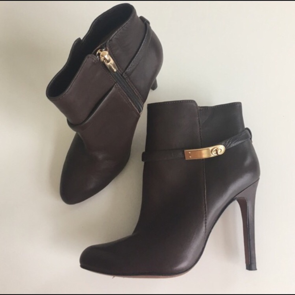 Coach Brown Leather Ankle Boots